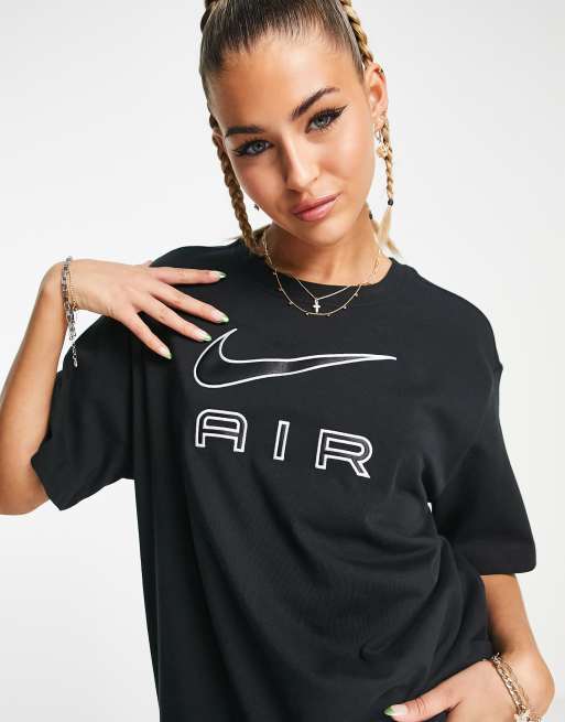 Camiseta boyfriend negra extragrande con logo de Nike Air ASOS