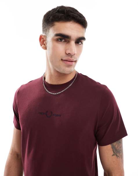 Camiseta burdeos con detalle bordado de Fred Perry - view 1