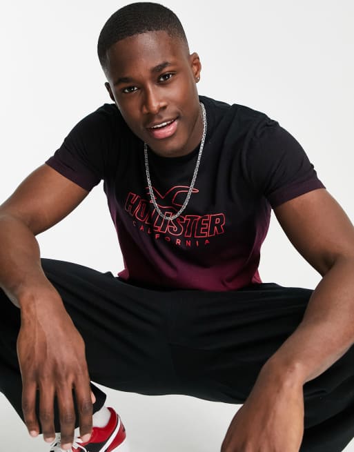 Camiseta burdeos con diseno degradado de Hollister ASOS