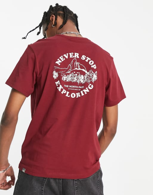 Camiseta burdeos con estampado en la espalda Exploring Circle exclusiva en ASOS de The North Face