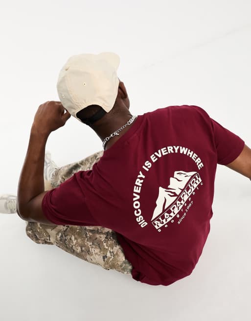 Camiseta burdeos con estampado en la espalda Freestyle de Napapijri
