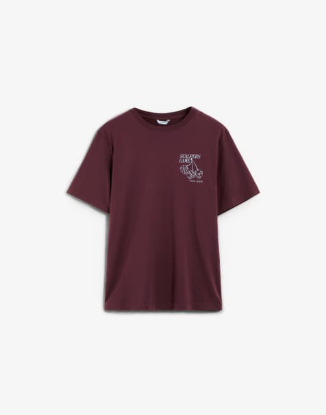 Camiseta burdeos con estampado "Game" de Scalpers - view 1