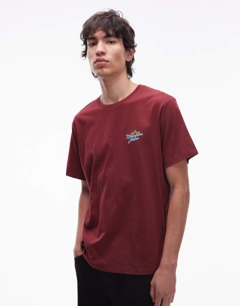 Camiseta burdeos con estampado gráfico del logo de texto de Wrangler - view 1