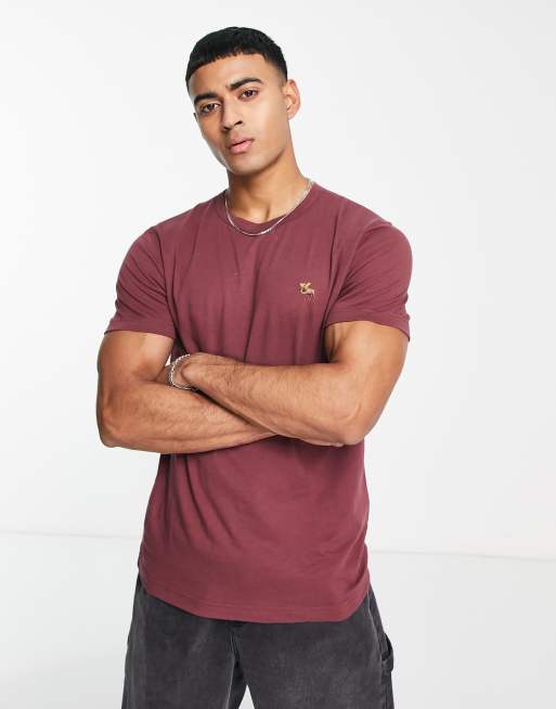 Camiseta burdeos con logo 3D de Abercrombie & Fitch