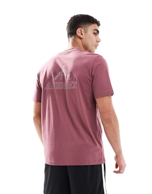 Camiseta burdeos con logo en el pecho Terrex de adidas Outdoor, 4 de 4