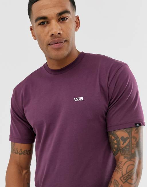 Camiseta burdeos con logo pequeno de Vans ASOS