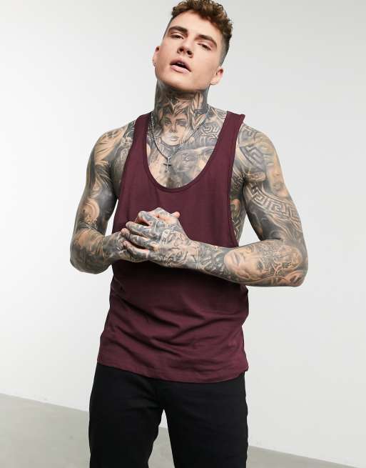 Camiseta burdeos de tirantes con espalda de nadador extrema de ASOS DESIGN