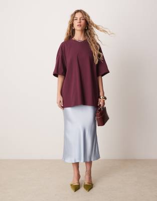 Camiseta burdeos extragrande de tejido grueso de algodón de ASOS DESIGN - view 1