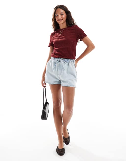 Camiseta burdeos texturizada de manga corta de Vero Moda, 2 de 4
