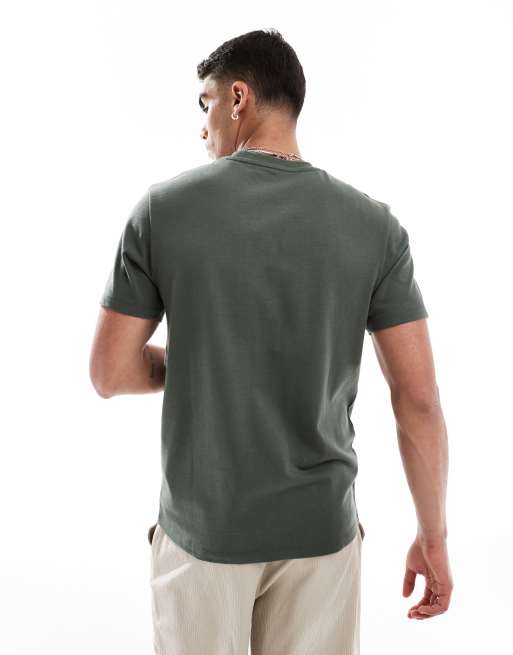 Camiseta caqui con cuello redondo de tejido grueso de ASOS DESIGN    , 4 de 4