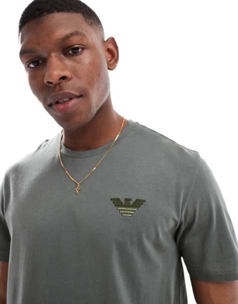 Camiseta caqui con cuello redondo y logo de Emporio Armani (parte de un conjunto) - view 1