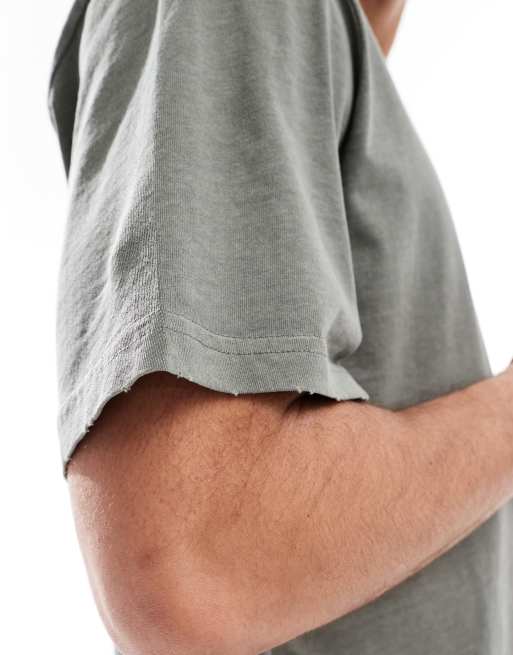 Camiseta caqui con diseño desgastado de ONLY & SONS, 3 de 4