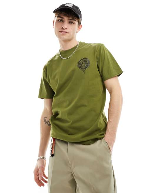 Camiseta caqui con estampado gráfico en la espalda de tejido grueso de Santa Cruz