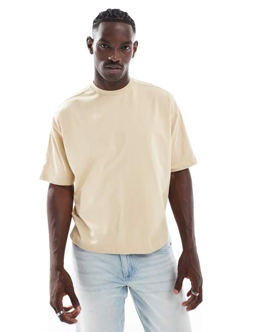 Camiseta caqui de corte cuadrado extragrande con detalle de costuras de ASOS DESIGN