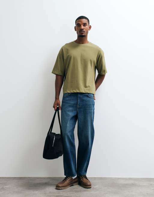 Camiseta caqui de corte cuadrado extragrande de tejido grueso de ASOS DESIGN, 3 de 5