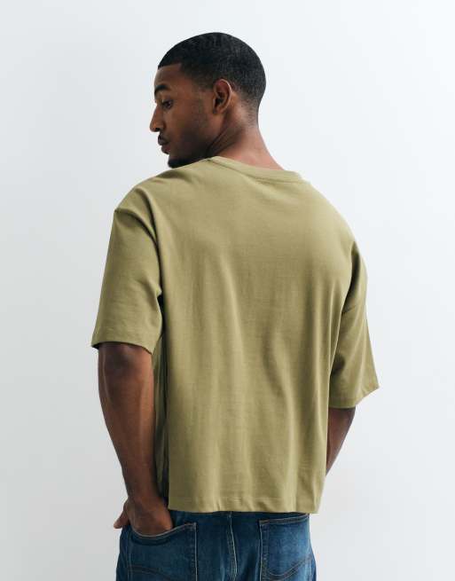 Camiseta caqui de corte cuadrado extragrande de tejido grueso de ASOS DESIGN, 4 de 5