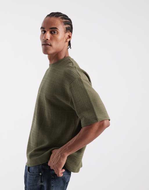 Camiseta caqui de corte cuadrado extragrande de tejido grueso texturizado de ASOS DESIGN, 3 de 5
