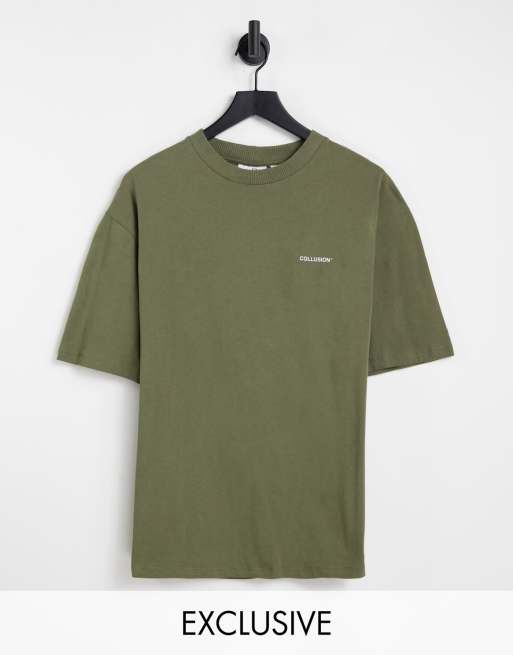 Camiseta caqui extragrande con logo de COLLUSION Unisex