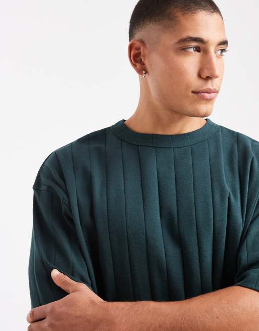 Camiseta caqui extragrande de tejido texturizado acanalado de ASOS DESIGN , 5 de 5