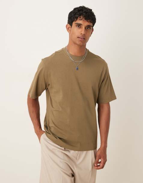Camiseta caqui holgada de algodón de Mango - view 1