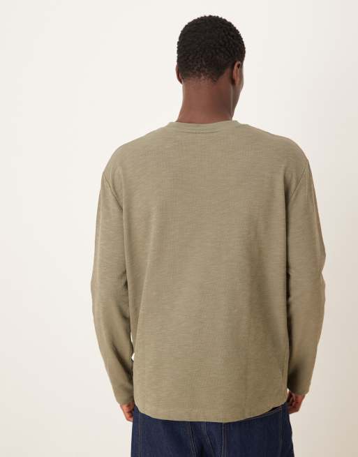 Camiseta caqui holgada de manga larga de tejido texturizado de ASOS DESIGN, 3 de 5