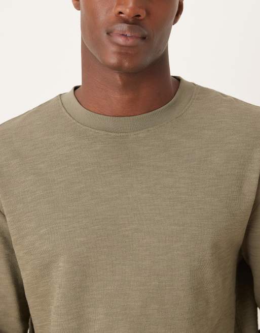 Camiseta caqui holgada de manga larga de tejido texturizado de ASOS DESIGN, 5 de 5