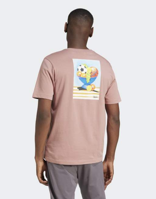Camiseta color arcilla cálido con estampado gráfico de cuenco con bodegón Lounge de adidas Performance