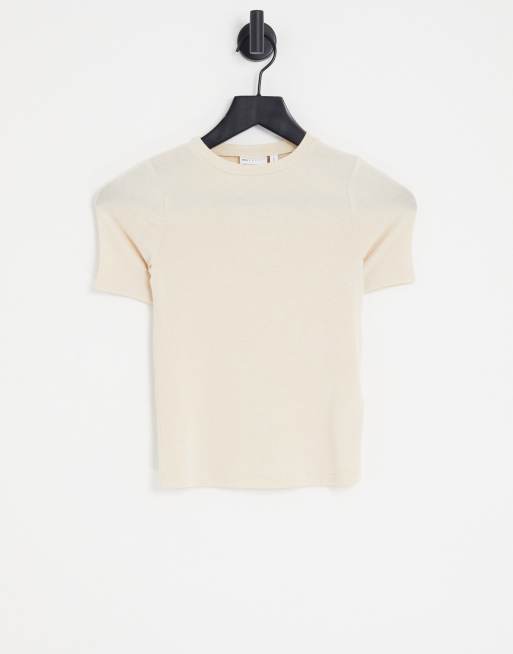 Camiseta color arena de corte slim de punto fino de ASOS DESIGN
