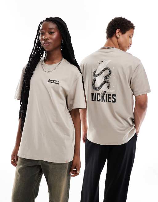 Camiseta color arena de manga corta con estampado en la espalda Lake Oswego exclusiva en ClassicfuncenterShops de Dickies ClassicfuncenterShops