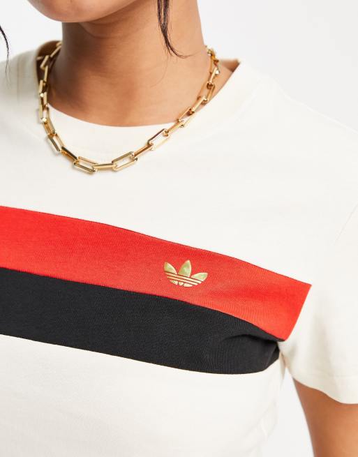 Camiseta color avena con rayas Ski Chic de adidas Originals ASOS