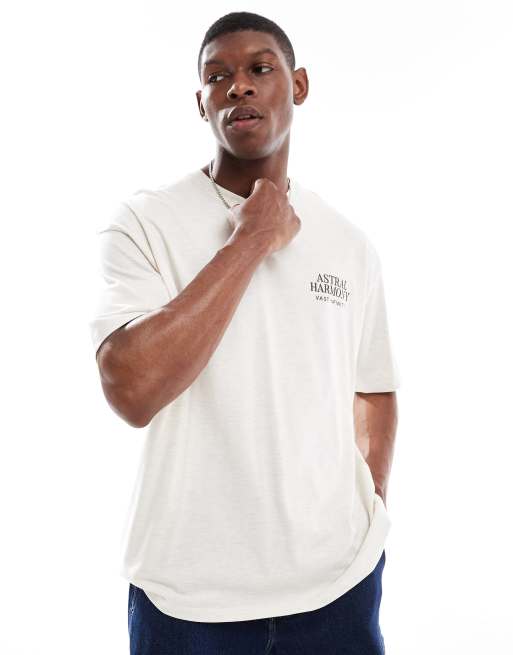 Camiseta color avena jaspeado extragrande con estampado gráfico de ASOS DESIGN, 2 de 4