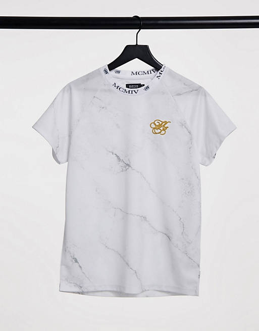 Camiseta color blanco hueso con estampado de efecto mármol Iconic Airtech de Burton Menswear