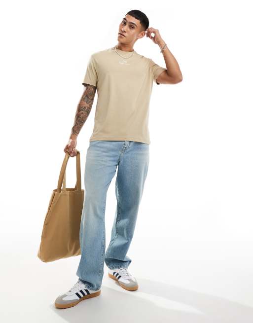 Camiseta color camel de corte clásico extragrande con logo en el centro de Polo Ralph Lauren