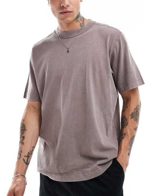Camiseta color ciruela con lavado ácido envejecido de Abercrombie & Fitch