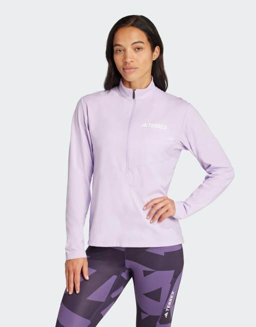 Camiseta color ciruela pastel de manga larga con media cremallera Terrex Multi Climacool de adidas Performance