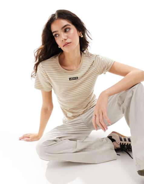 Camiseta color crema a rayas con logo pequeño Rickie de Levi's - view 1
