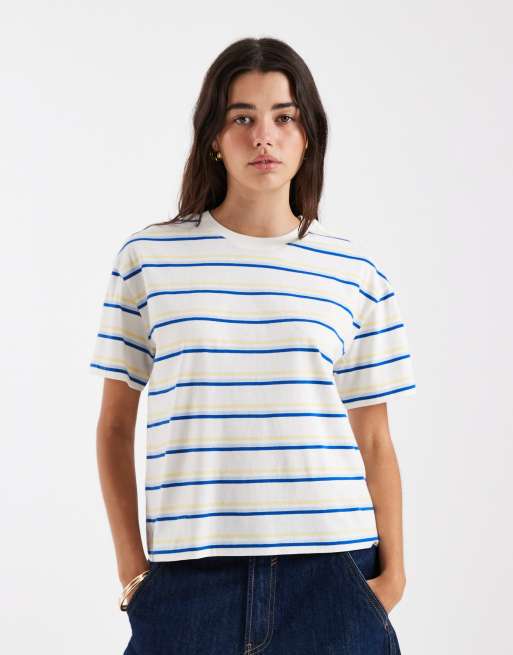 Camiseta color crema a rayas de corte cuadrado de New Look, 1 de 4
