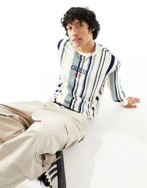 Camiseta color crema a rayas de manga larga Jan de GUESS Originals