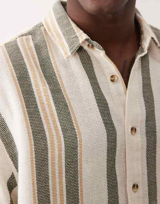 Camiseta color crema a rayas extragrande de tejido texturizado de ASOS DESIGN, 3 de 5