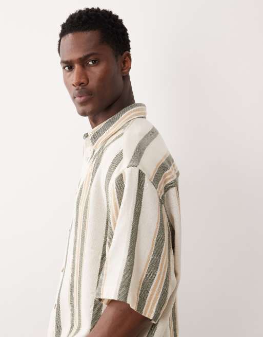 Camiseta color crema a rayas extragrande de tejido texturizado de ASOS DESIGN, 4 de 5