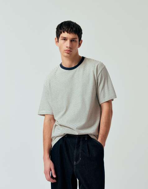 Camiseta color crema a rayas holgada de ONLY & SONS - view 1