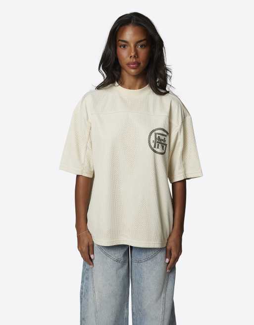 Camiseta color crema con diseño de doble capa de punto de malla de Good For Nothing