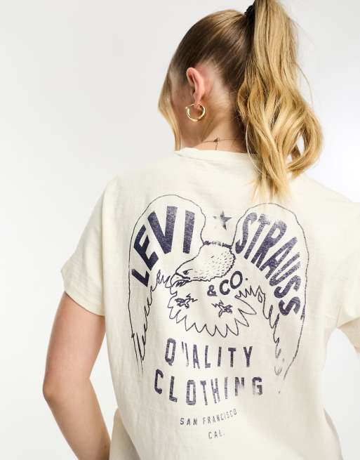 Camiseta color crema con estampado en la espalda de Levi's
