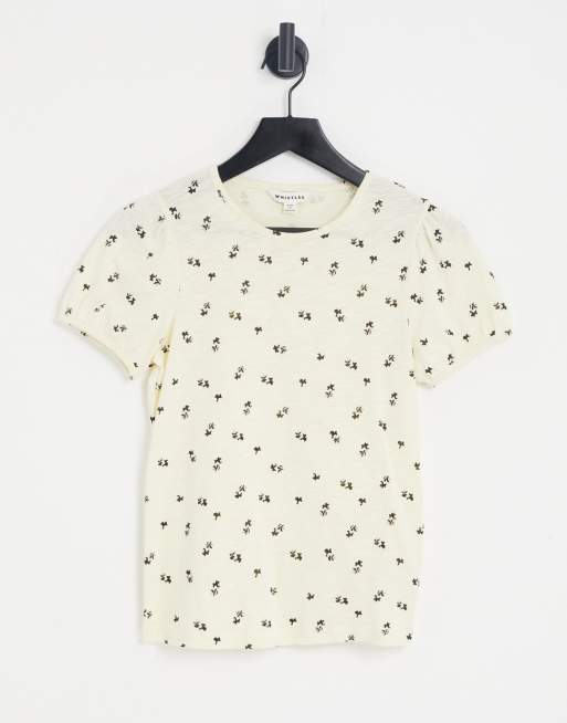 Camiseta color crema con estampado Forget Me Not de Whistles