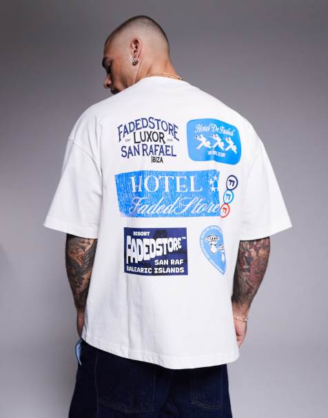 Camiseta color crema con estampado gráfico de equipaje de Faded Store - view 1