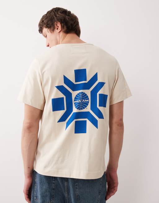 Camiseta color crema con estampado gráfico en la parte trasera de Selected Homme