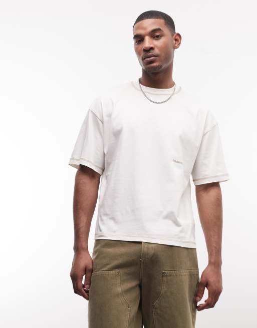 Camiseta color crema con logo de Faded Store