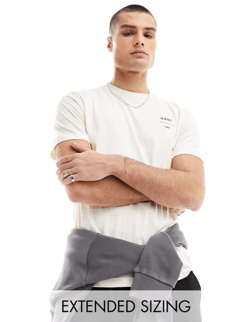 Camiseta color crema con logo de texto de GANT