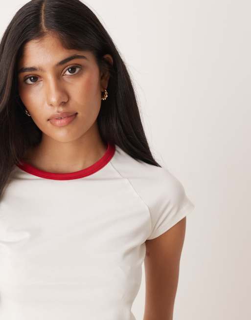 Camiseta color crema con ribetes de JJXX, 3 de 4