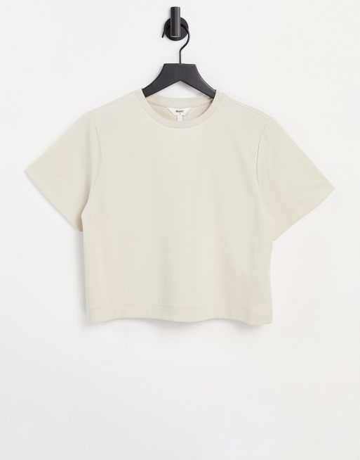 Camiseta color crema corta de Object